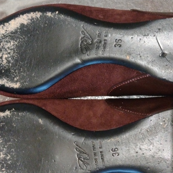 Roger Vivier burgundy patent cap toe suede buckle logo ballet flats size 36 - Picture 8 of 15